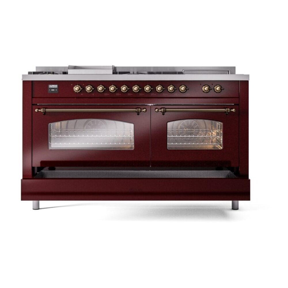 ILVE UP60FSNMPBUB Nostalgie II 60" Dual Fuel Range, drawer opened