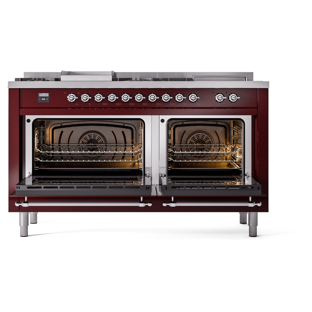ILVE UP60FSNMPBUCLP Nostalgie II 60" Dual Fuel Range, oven doors opened