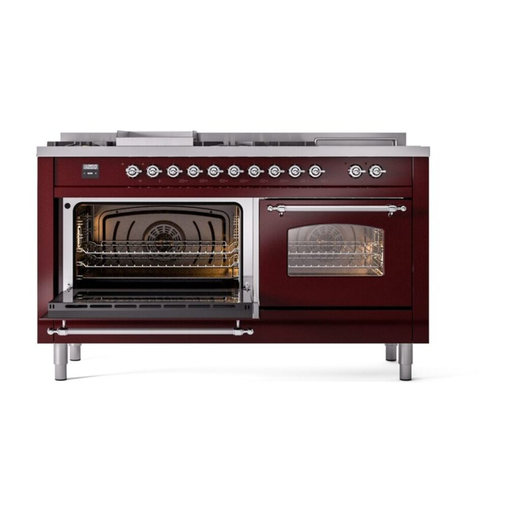 ILVE UP60FSNMPBUCLP Nostalgie II 60" Dual Fuel Range, main oven door opened