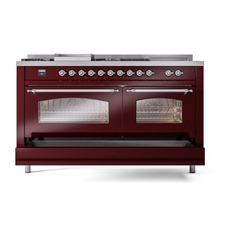 ILVE UP60FSNMPBUCLP Nostalgie II 60" Dual Fuel Range, drawer opened