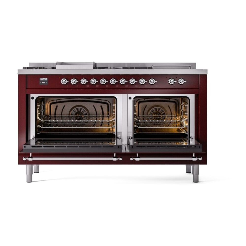 ILVE UP60FSNMPBUC Nostalgie II 60" Dual Fuel Range, main oven door opened