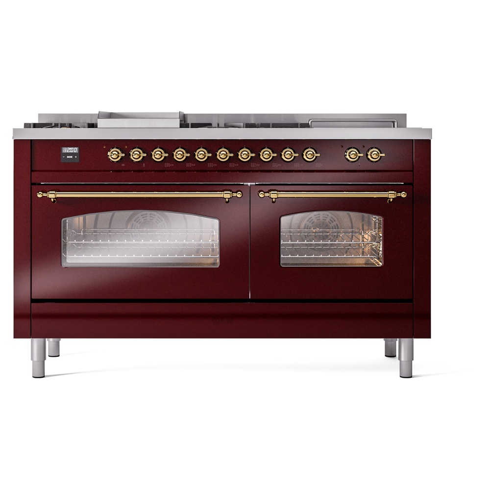ILVE UP60FSNMPBUGLP Nostalgie II 60" Dual Fuel Range, front view