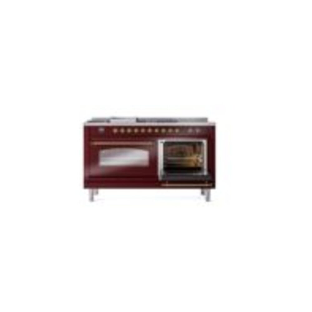 ILVE UP60FSNMPBUGLP Nostalgie II 60" Dual Fuel Range, side oven door opened