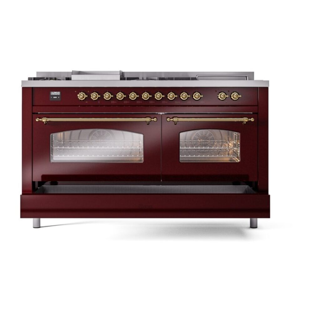 ILVE UP60FSNMPBUGLP Nostalgie II 60" Dual Fuel Range, drawer opened