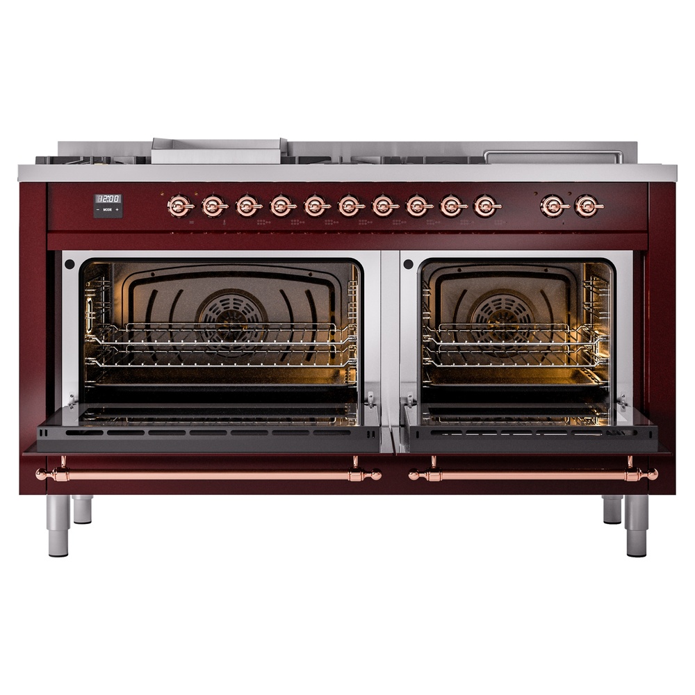 ILVE UP60FSNMPBUPLP Nostalgie II 60" Dual Fuel Range, oven doors opened