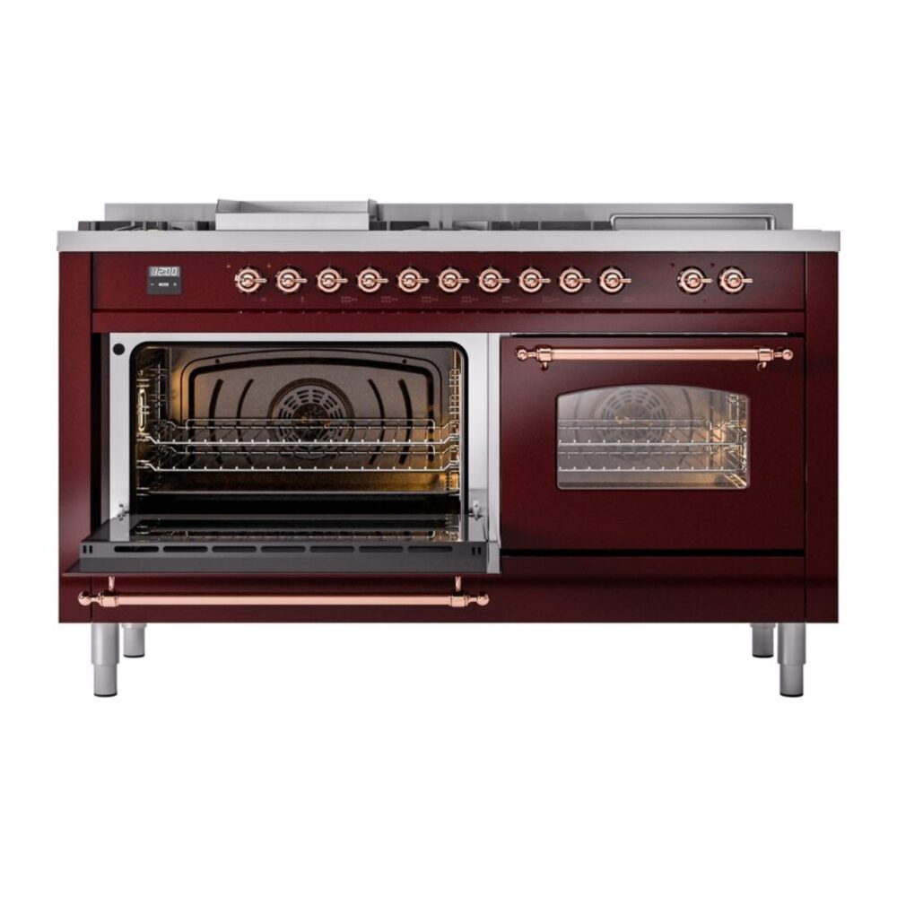 ILVE UP60FSNMPBUPLP Nostalgie II 60" Dual Fuel Range, main oven door opened