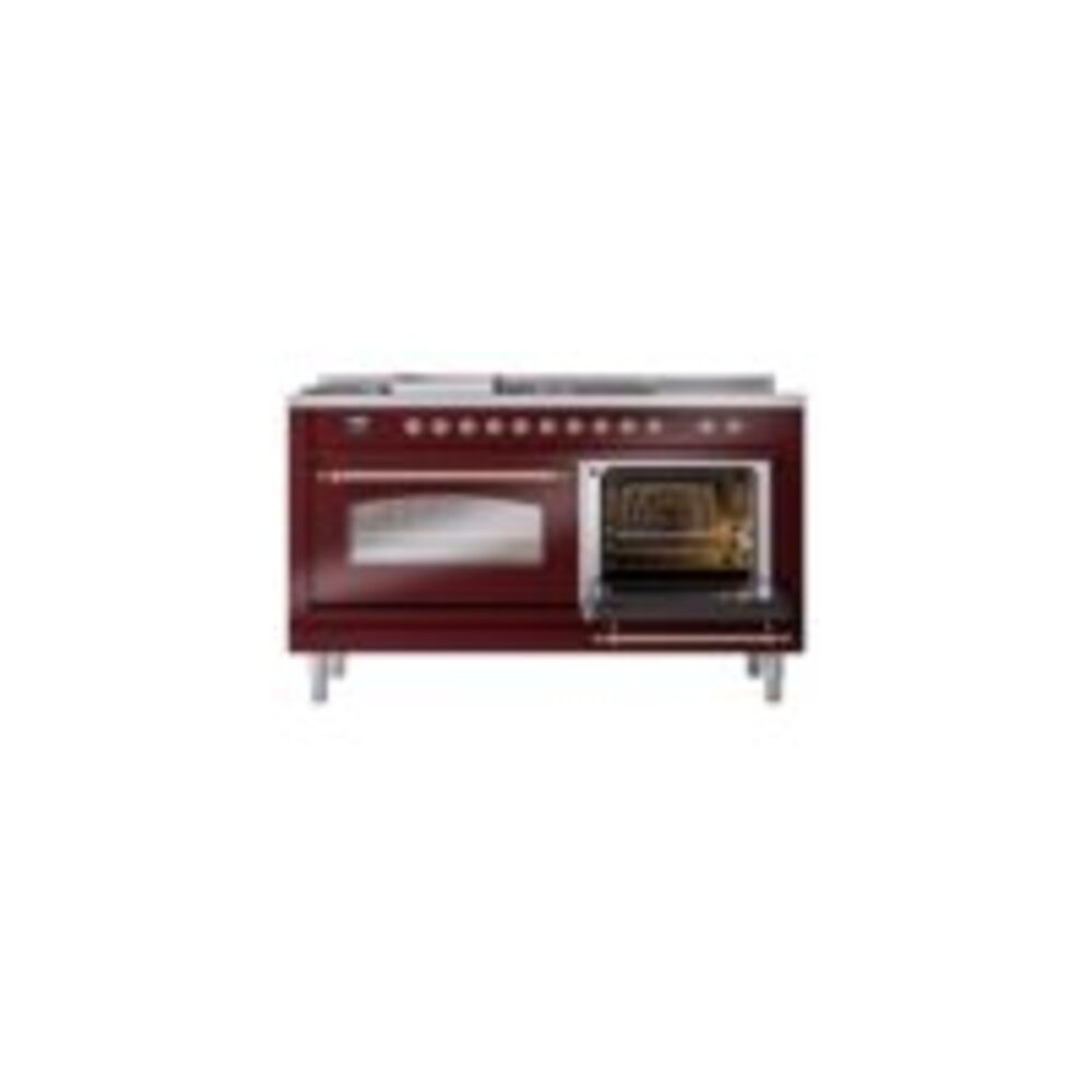 ILVE UP60FSNMPBUPLP Nostalgie II 60" Dual Fuel Range, side oven door opened