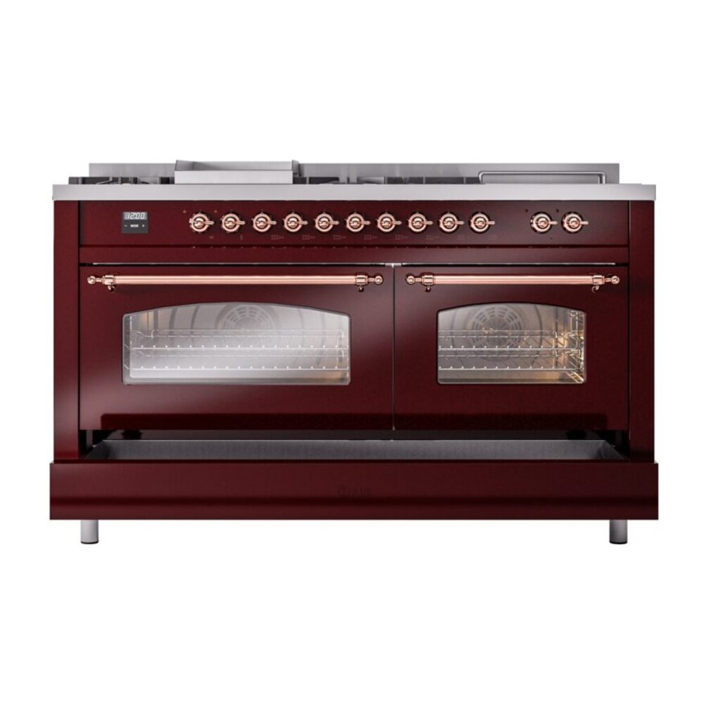 ILVE UP60FSNMPBUPLP Nostalgie II 60" Dual Fuel Range, drawer opened