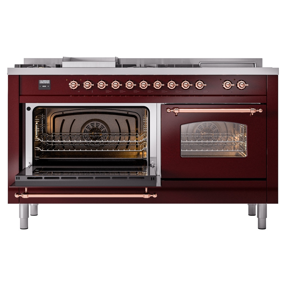 ILVE UP60FSNMPBUP Nostalgie II 60" Dual Fuel Range, main oven door opened