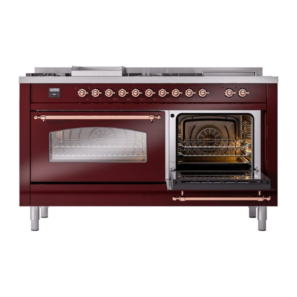 ILVE UP60FSNMPBUP Nostalgie II 60" Dual Fuel Range, side oven door opened