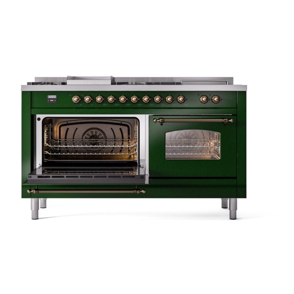 ILVE UP60FSNMPEGB Nostalgie II 60" Dual Fuel Range, main oven door opened
