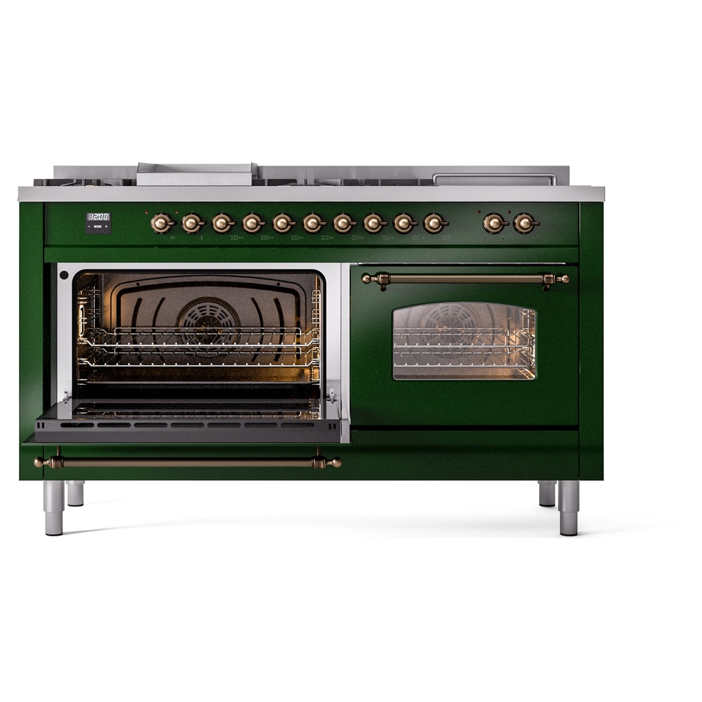 ILVE UP60FSNMPEGB Nostalgie II 60" Dual Fuel Range, main oven door opened