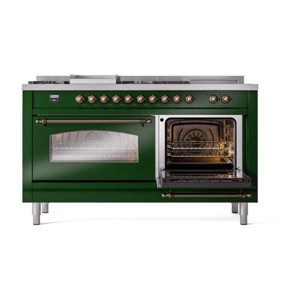 ILVE UP60FSNMPEGB Nostalgie II 60" Dual Fuel Range, side oven door opened