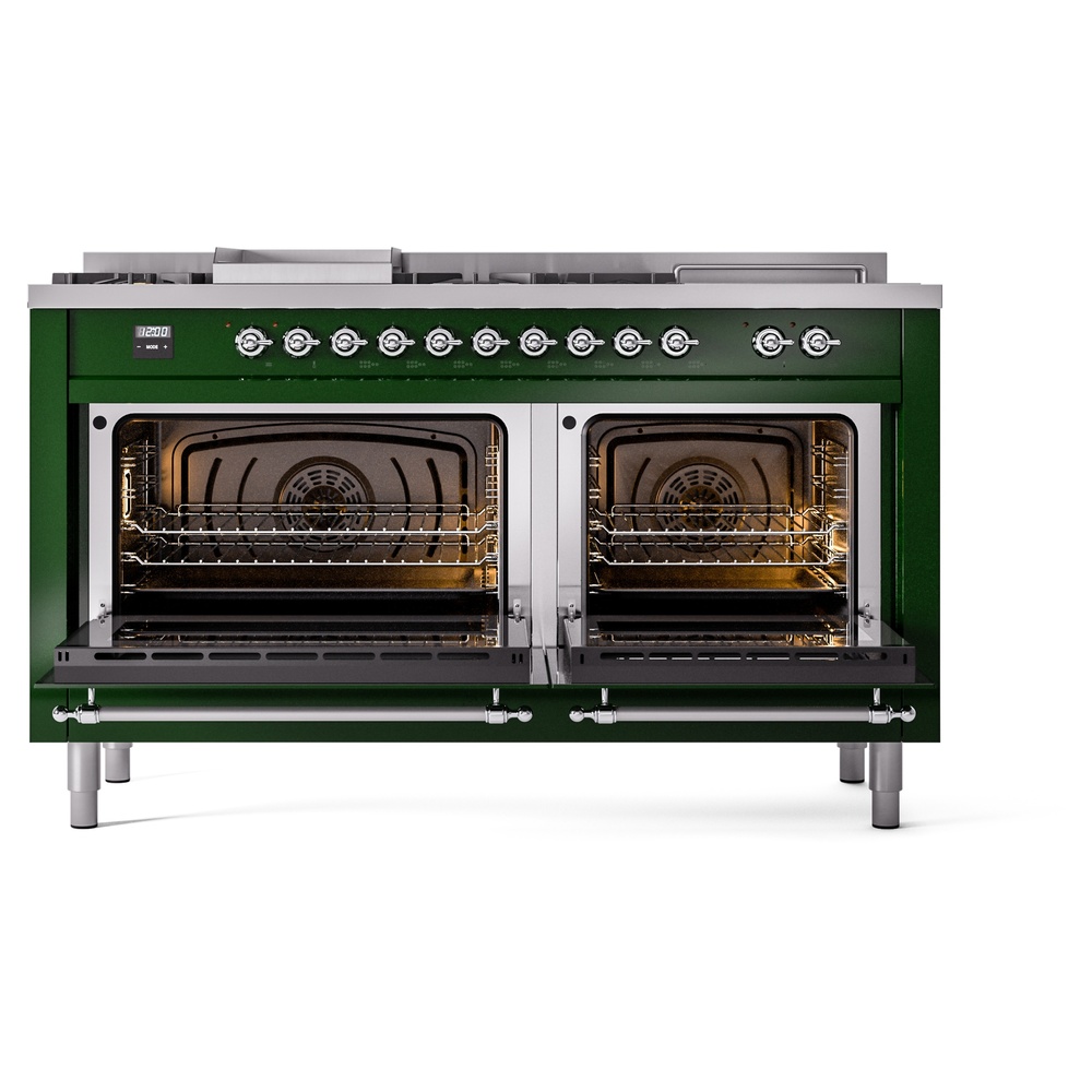 ILVE UP60FSNMPEGCLP Nostalgie II 60" Dual Fuel Range, oven doors opened