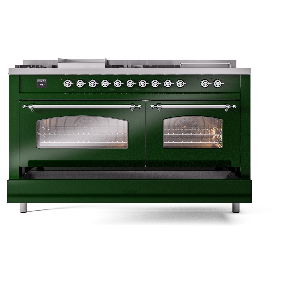 ILVE UP60FSNMPEGC Nostalgie II 60" Dual Fuel Range, drawer opened