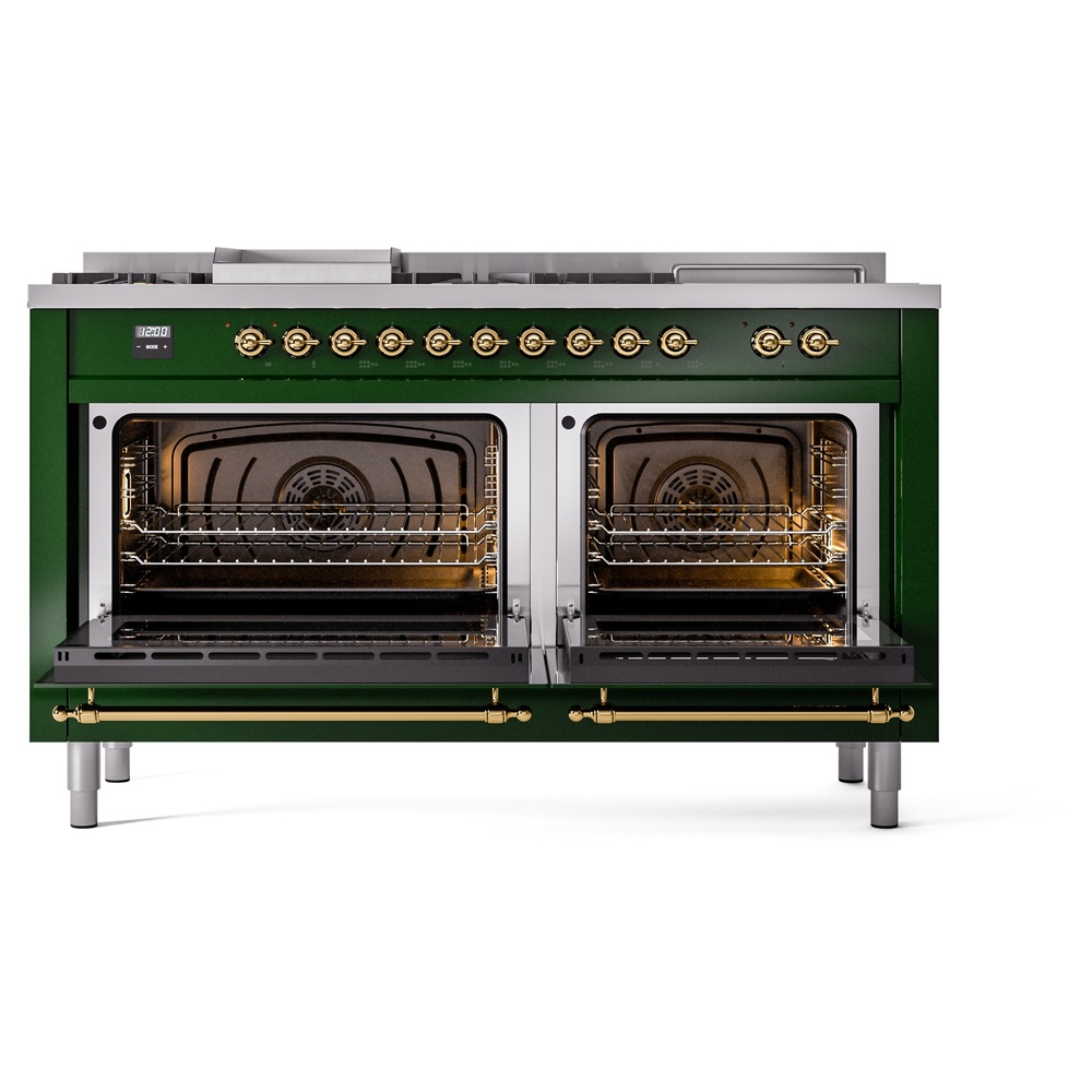 ILVE UP60FSNMPEGGLP Nostalgie II 60" Dual Fuel Range, oven doors opened