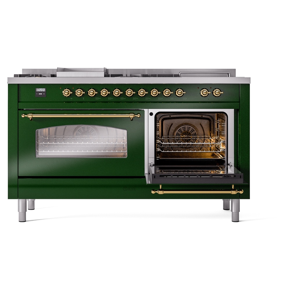 ILVE UP60FSNMPEGGLP Nostalgie II 60" Dual Fuel Range, side oven door opened
