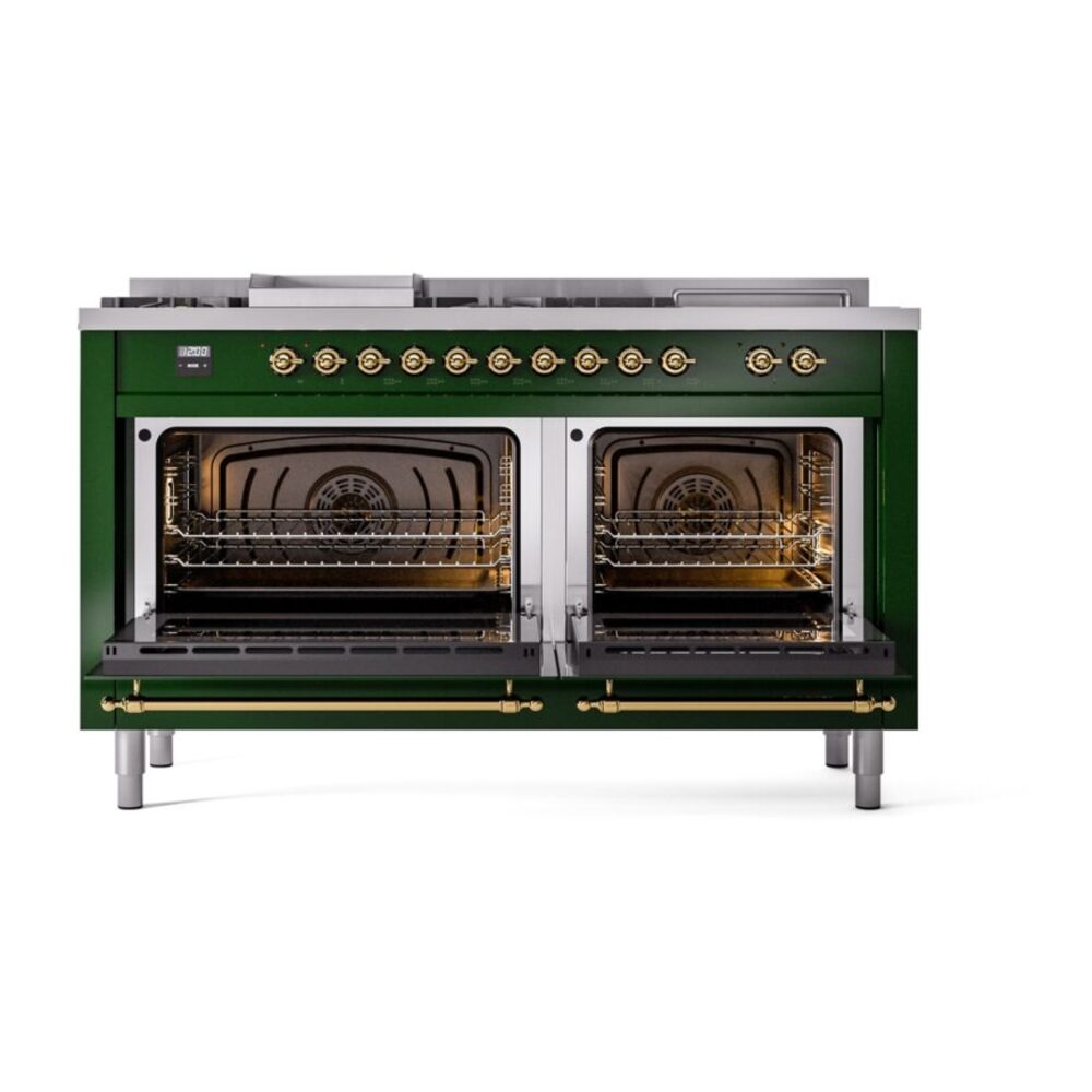 ILVE UP60FSNMPEGG Nostalgie II 60" Dual Fuel Range, oven doors opened