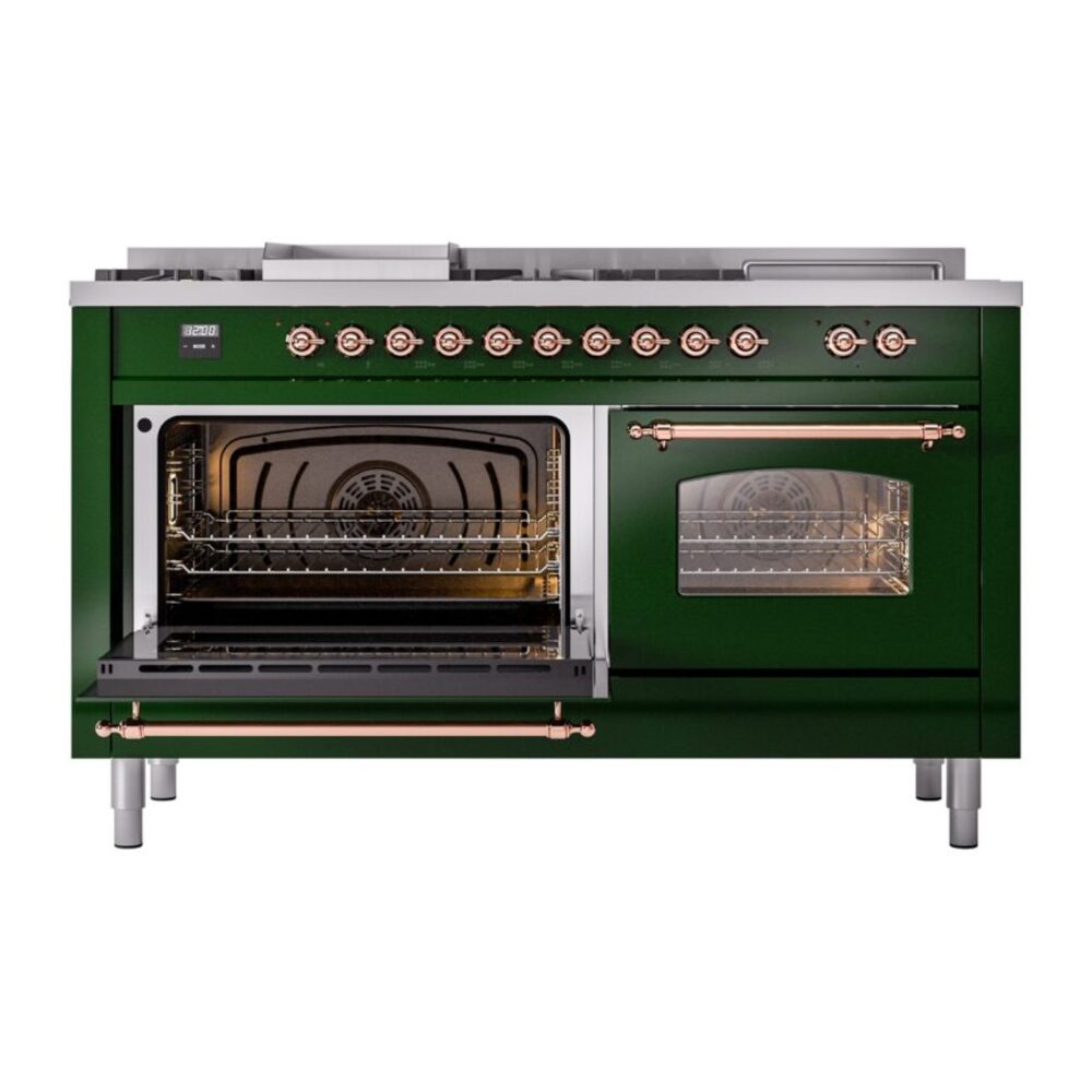 ILVE UP60FSNMPEGPLP Nostalgie II 60" Dual Fuel Range, main oven door opened