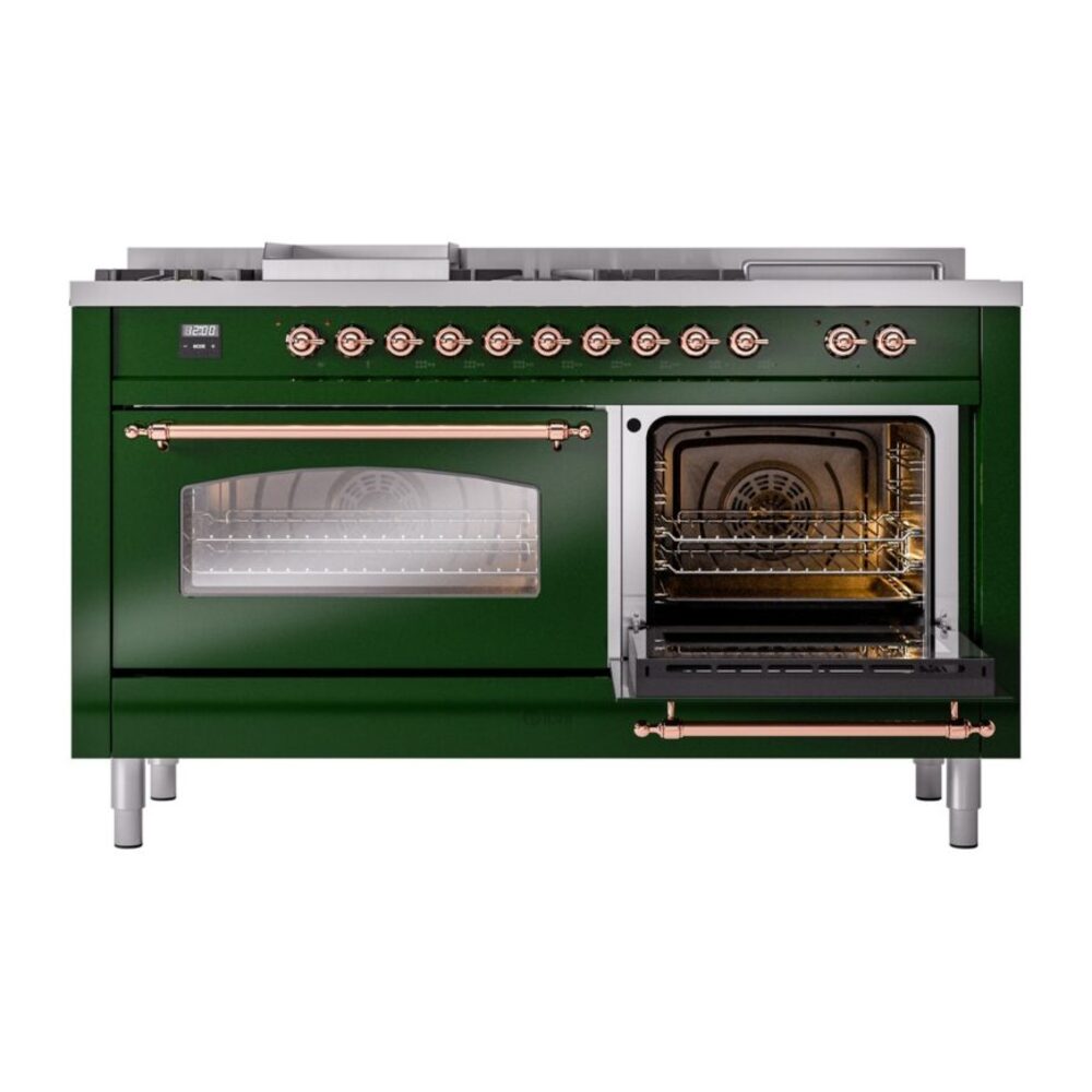 ILVE UP60FSNMPEGPLP Nostalgie II 60" Dual Fuel Range, side oven door opened