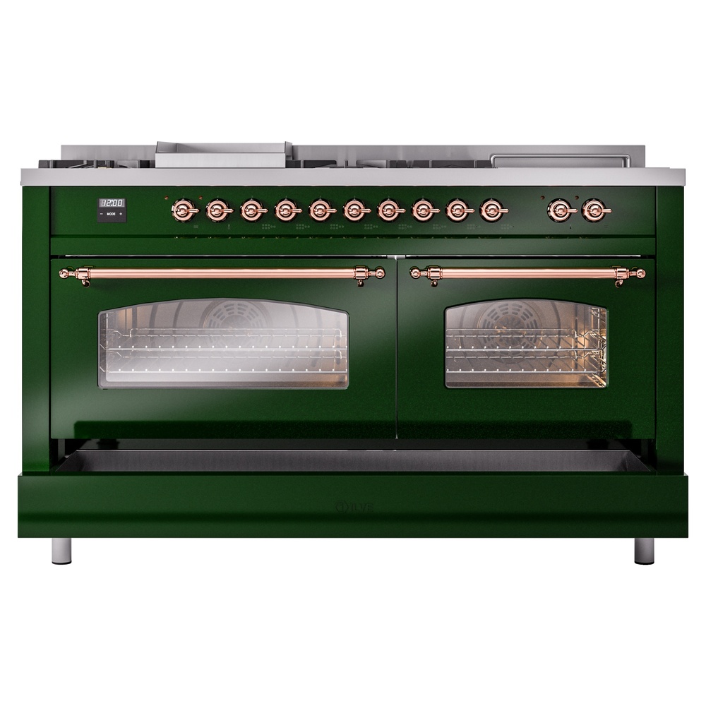 ILVE UP60FSNMPEGPLP Nostalgie II 60" Dual Fuel Range, drawer opened