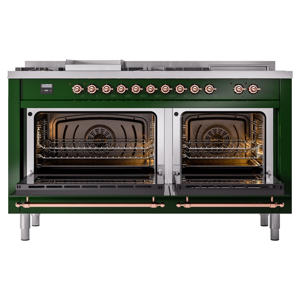 ILVE UP60FSNMPEGP Nostalgie II 60" Dual Fuel Range, oven doors opened