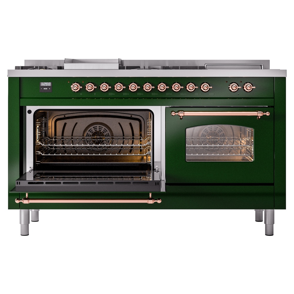 ILVE UP60FSNMPEGP Nostalgie II 60" Dual Fuel Range, main oven door opened
