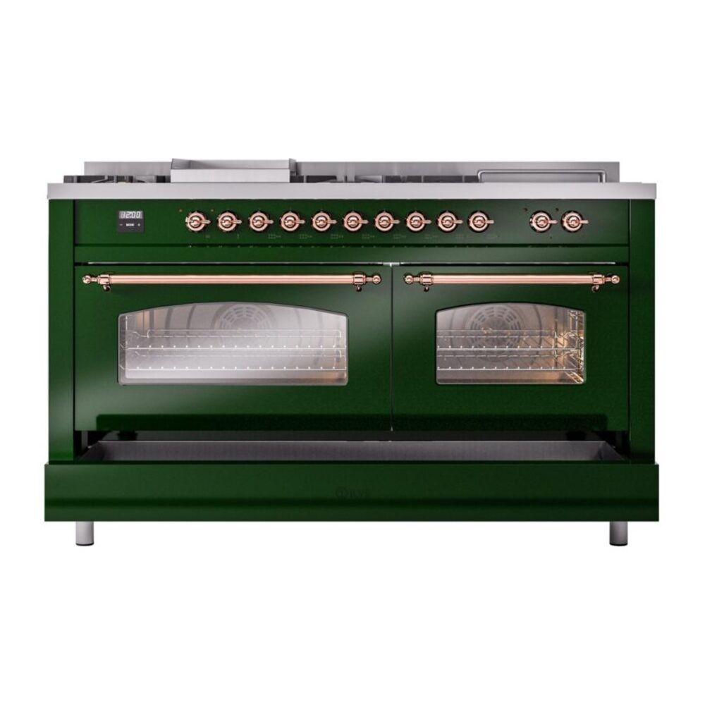 ILVE UP60FSNMPEGP Nostalgie II 60" Dual Fuel Range, drawer opened