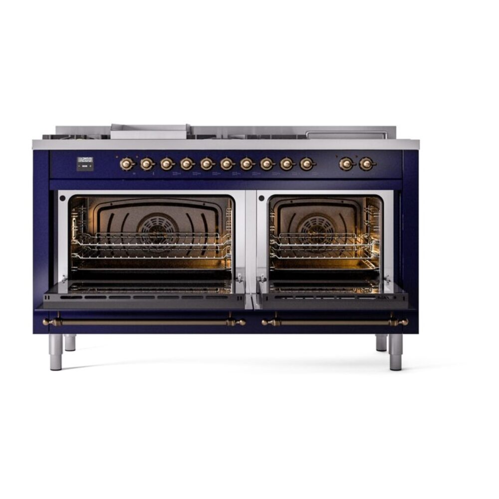 ILVE UP60FSNMPMBBLP Nostalgie II 60" Dual Fuel Range, oven doors opened