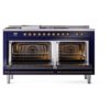 ILVE UP60FSNMPMBBLP Nostalgie II 60" Dual Fuel Range, oven doors opened