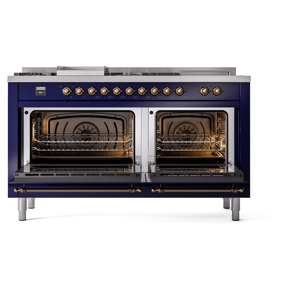 ILVE UP60FSNMPMBBLP Nostalgie II 60" Dual Fuel Range, oven doors opened