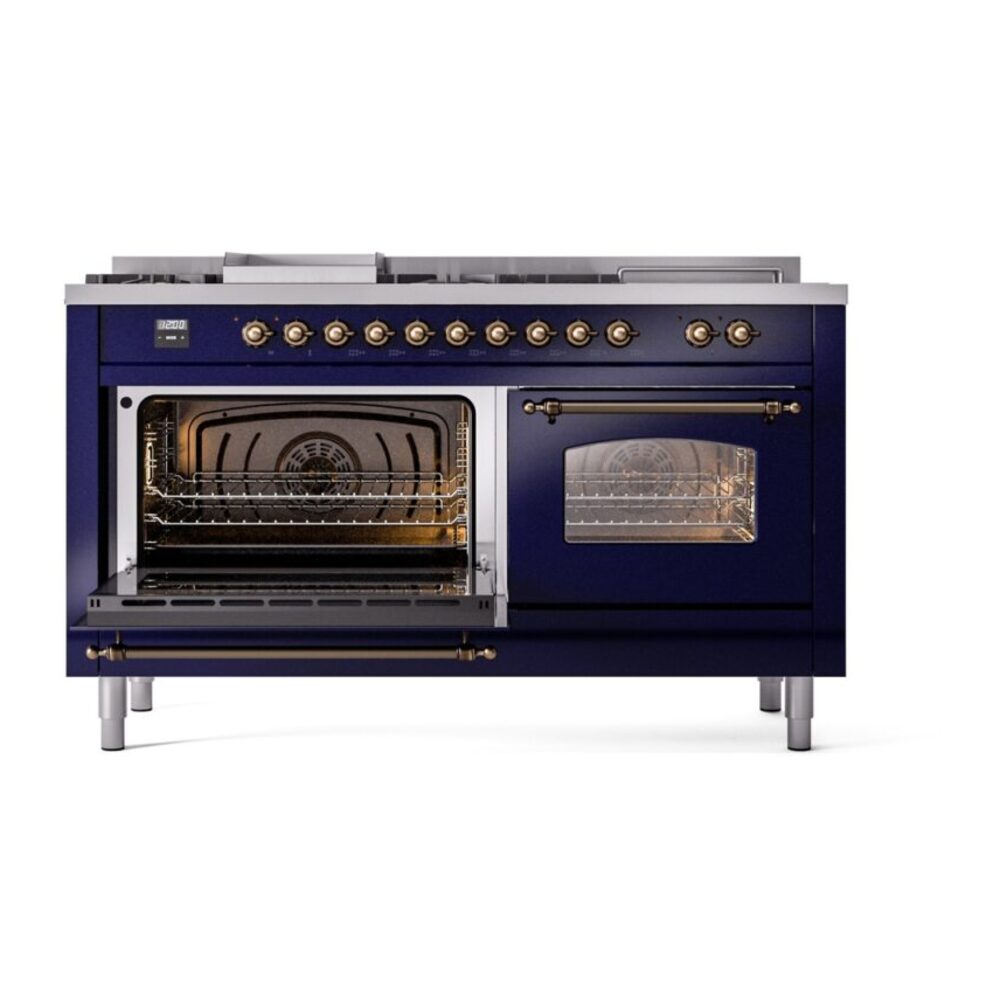 ILVE UP60FSNMPMBBLP Nostalgie II 60" Dual Fuel Range, main oven door opened
