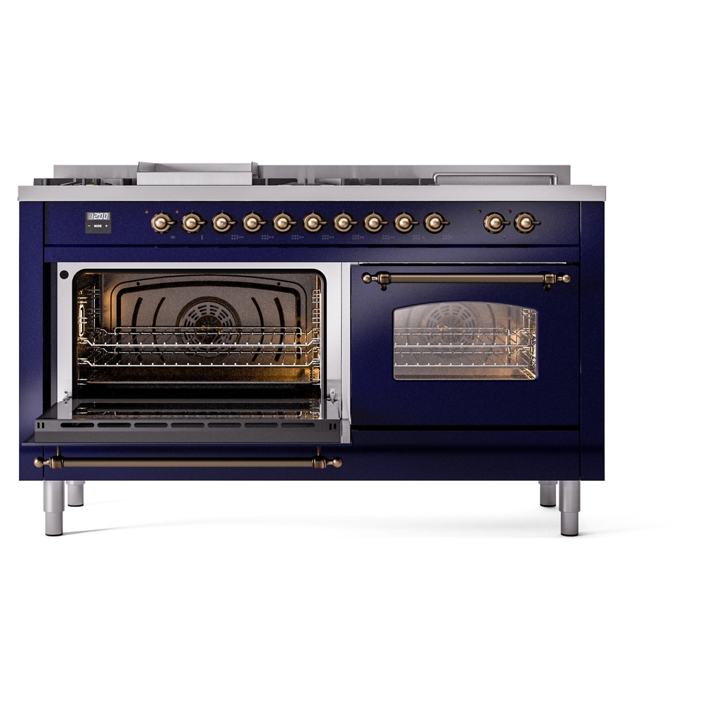 ILVE UP60FSNMPMBBLP Nostalgie II 60" Dual Fuel Range, main oven door opened