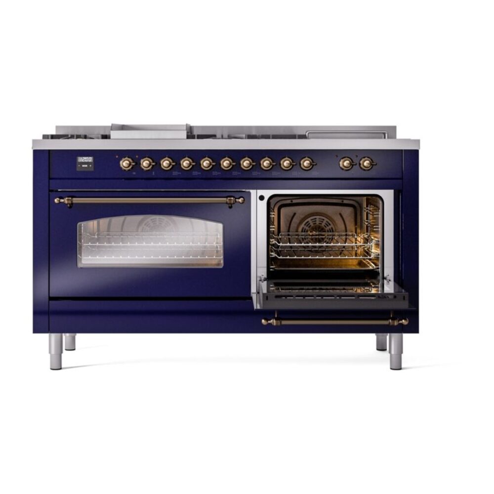 ILVE UP60FSNMPMBBLP Nostalgie II 60" Dual Fuel Range, side oven door opened