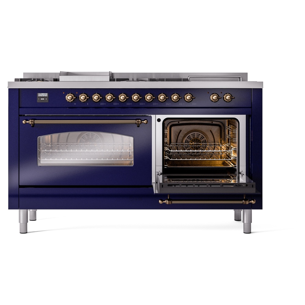 ILVE UP60FSNMPMBBLP Nostalgie II 60" Dual Fuel Range, side oven door opened