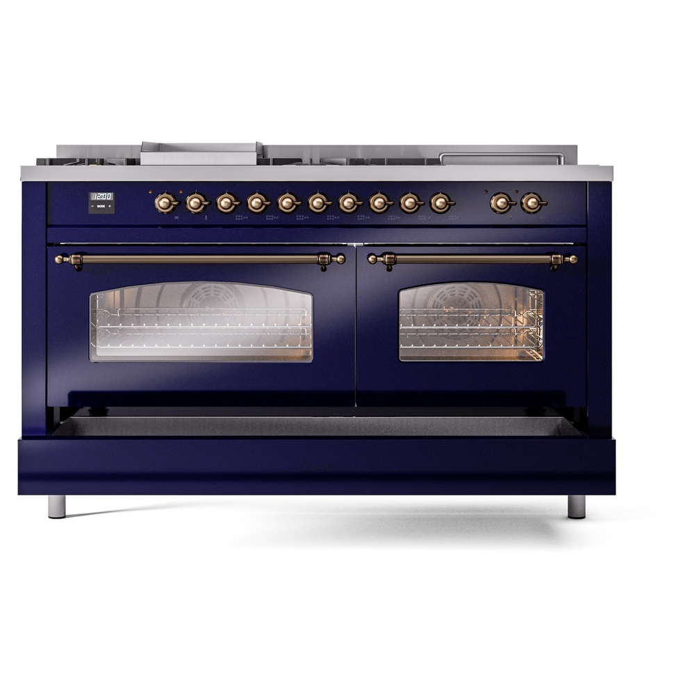 ILVE UP60FSNMPMBBLP Nostalgie II 60" Dual Fuel Range, drawer opened
