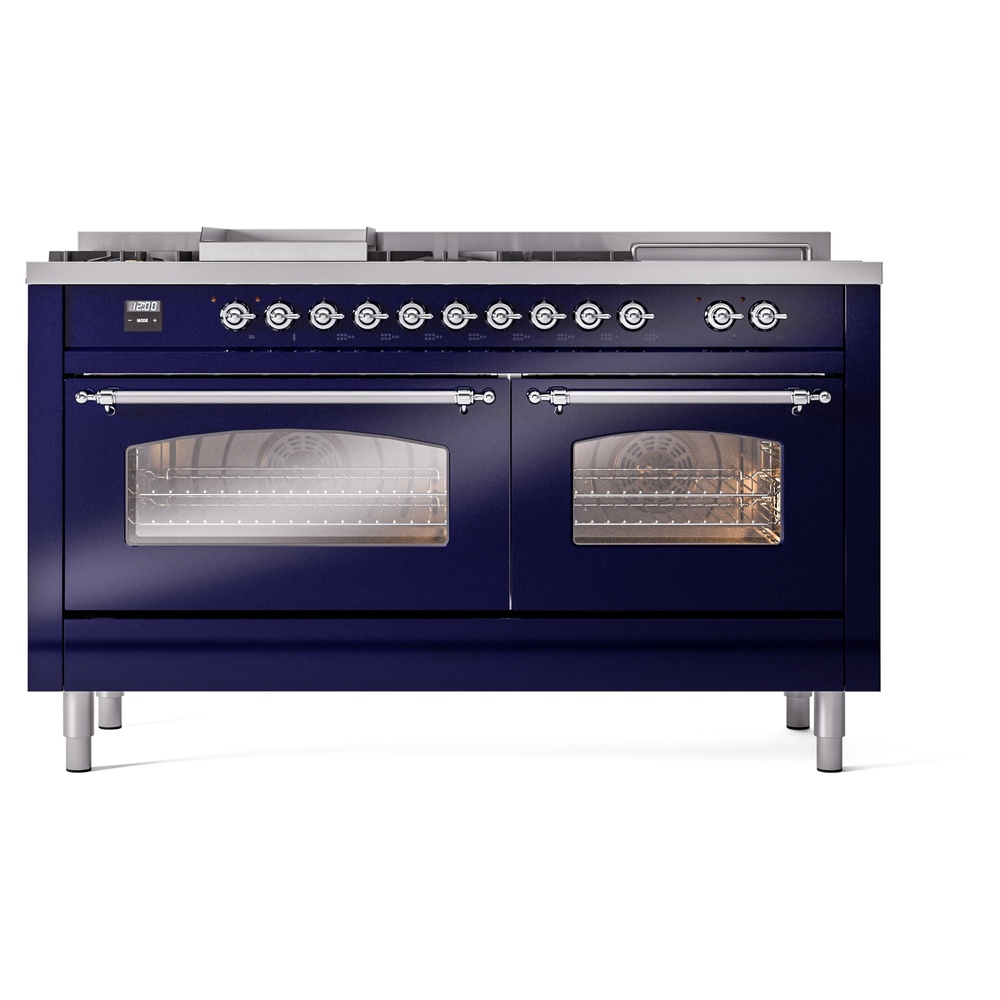 ILVE UP60FSNMPMBCLP Nostalgie II 60" Dual Fuel Range, front view