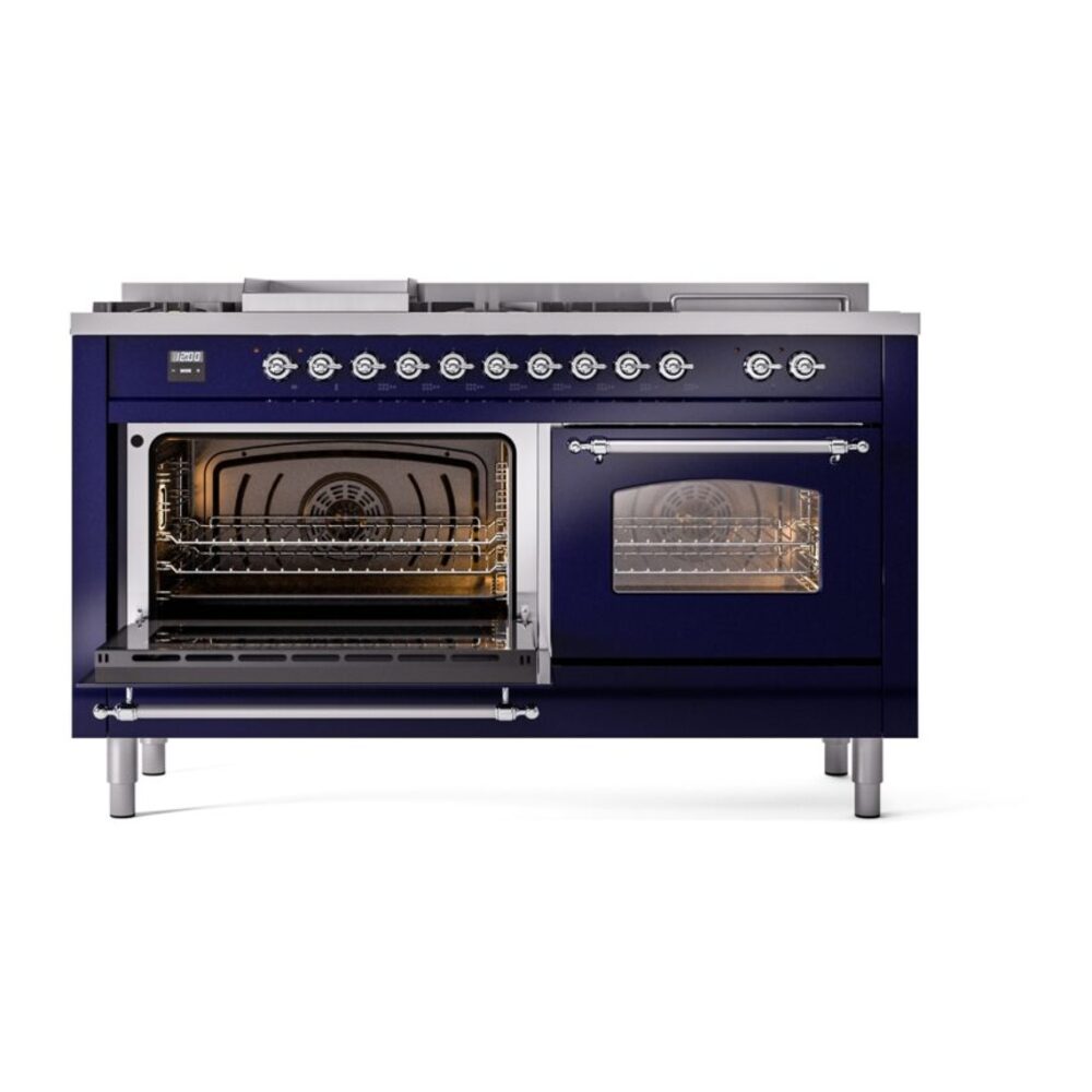 ILVE UP60FSNMPMBCLP Nostalgie II 60" Dual Fuel Range, main oven door opened
