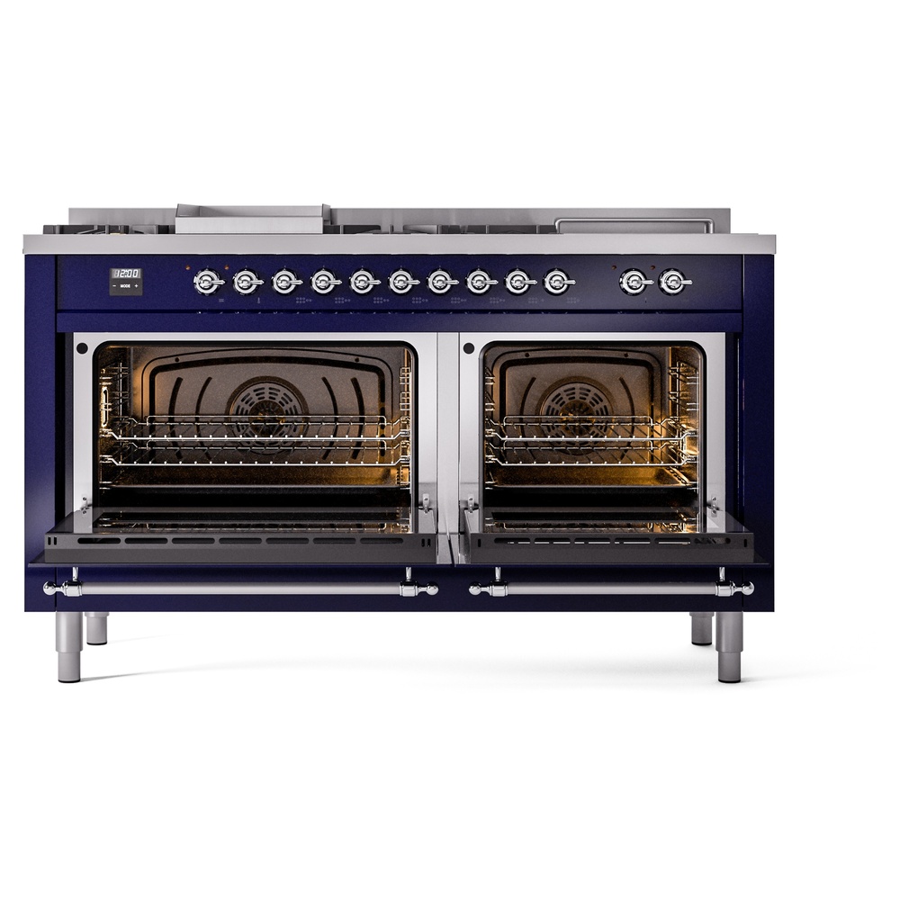 ILVE UP60FSNMPMBC Nostalgie II 60" Dual Fuel Range, oven doors opened