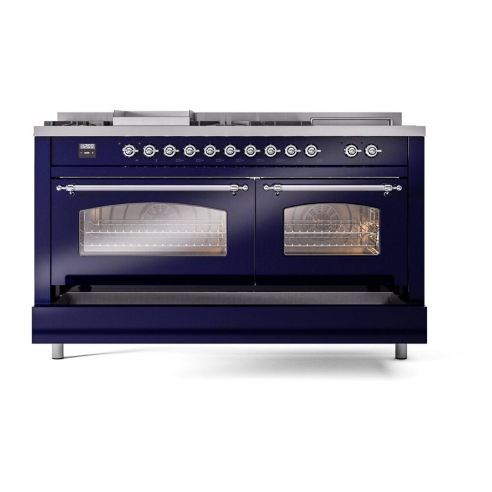 ILVE UP60FSNMPMBC Nostalgie II 60" Dual Fuel Range, drawer opened