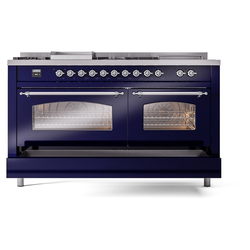 ILVE UP60FSNMPMBC Nostalgie II 60" Dual Fuel Range, drawer opened