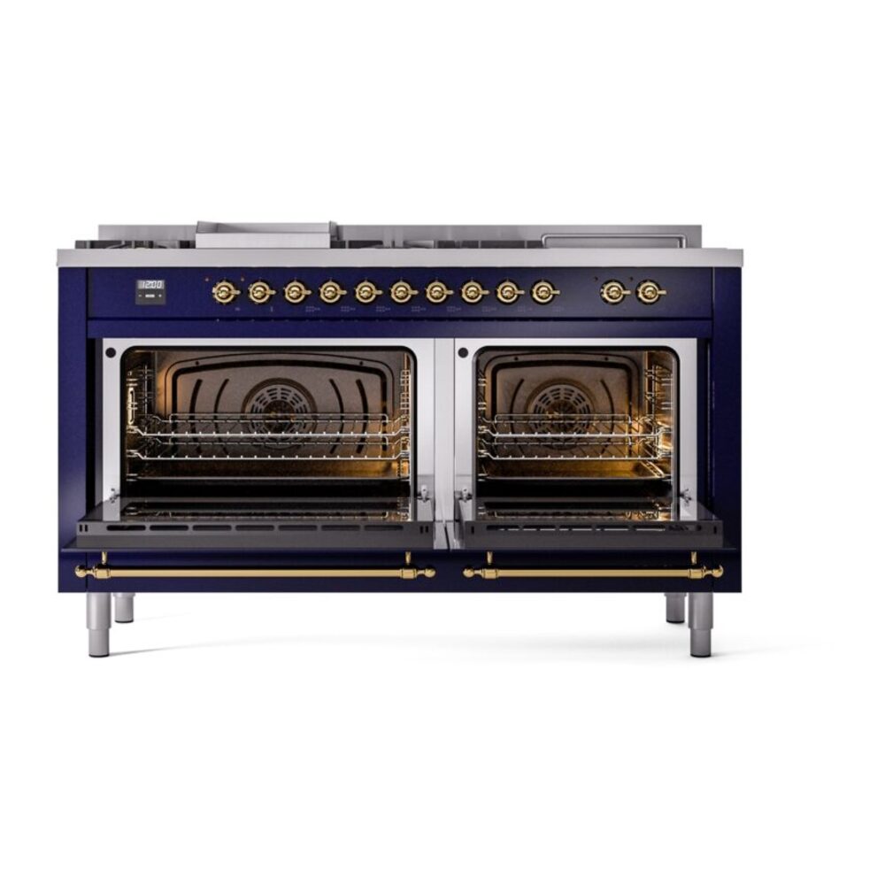 ILVE UP60FSNMPMBGLP Nostalgie II 60" Dual Fuel Range, oven doors opened