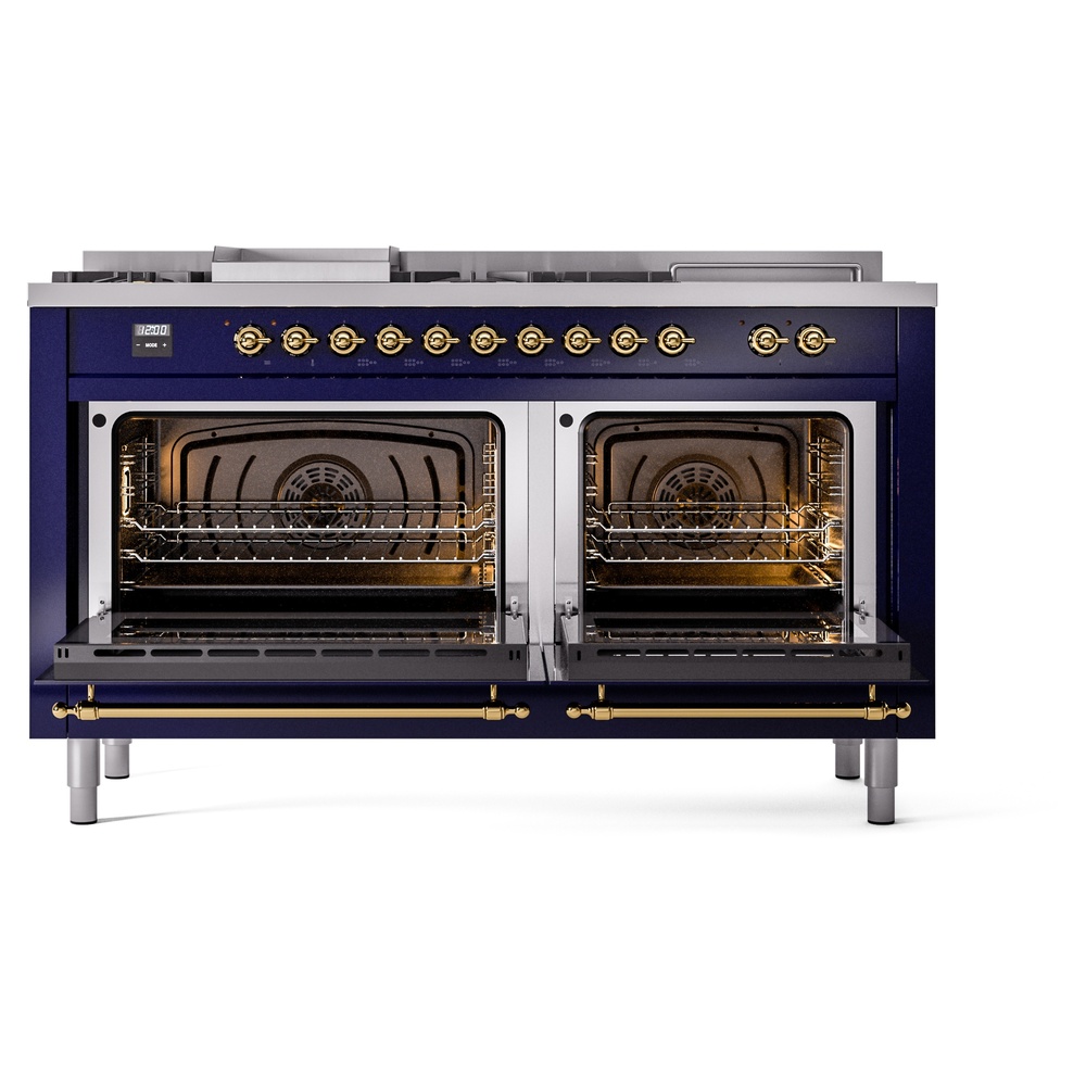 ILVE UP60FSNMPMBGLP Nostalgie II 60" Dual Fuel Range, oven doors opened