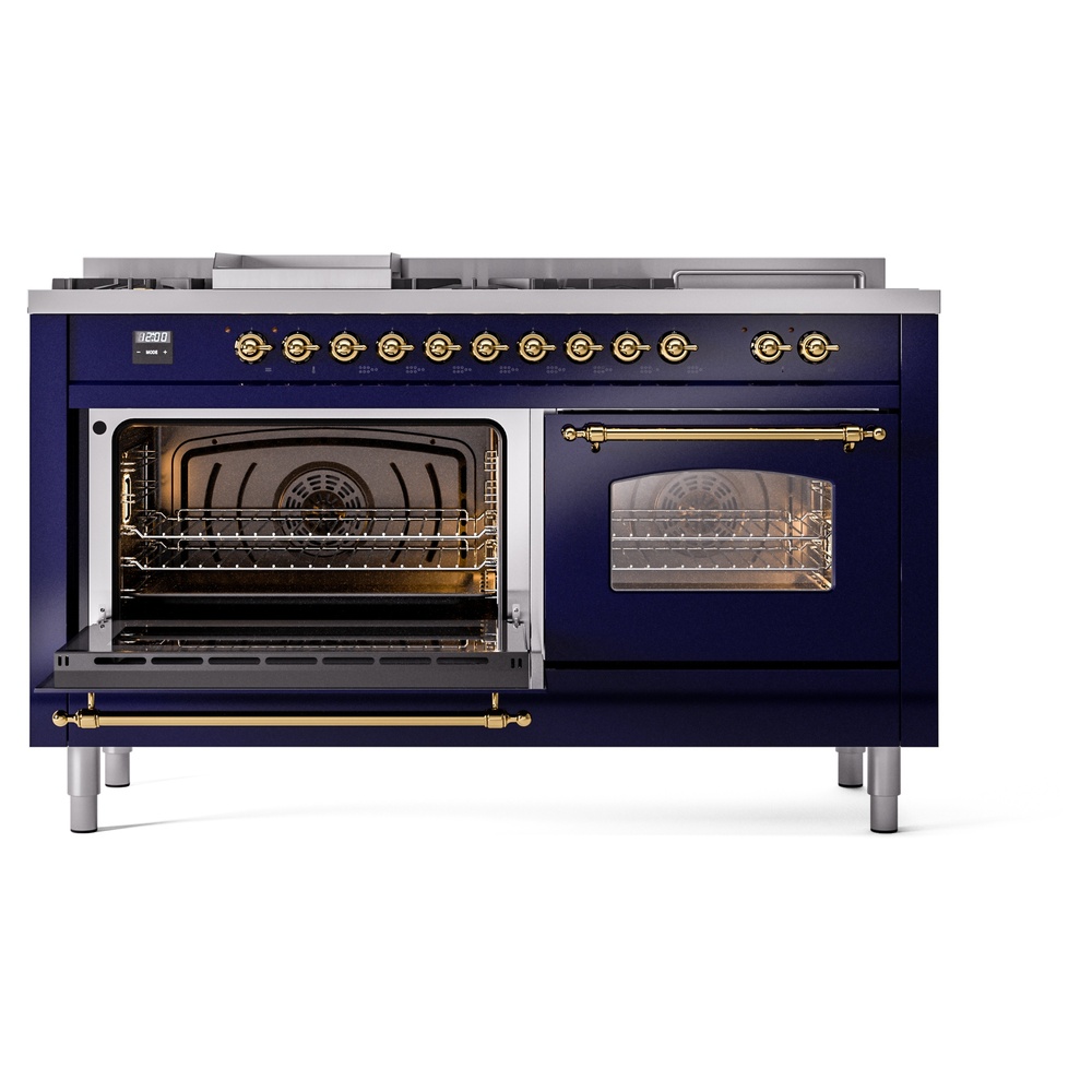 ILVE UP60FSNMPMBGLP Nostalgie II 60" Dual Fuel Range, main oven door opened