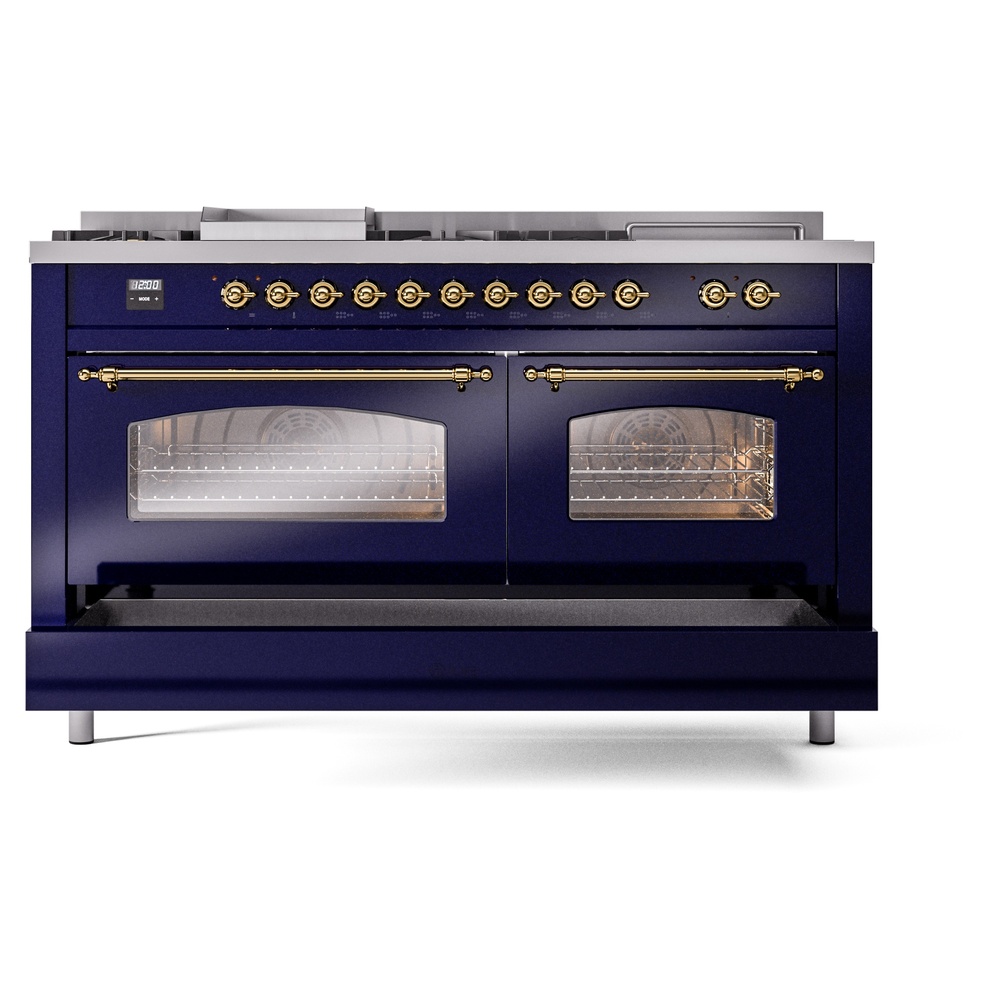 ILVE UP60FSNMPMBG Nostalgie II 60" Dual Fuel Range, drawer opened