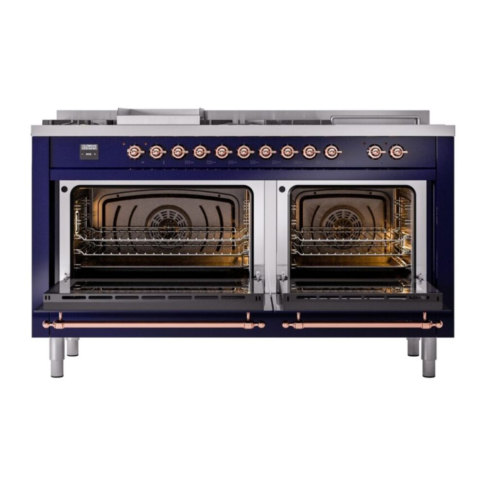 ILVE UP60FSNMPMBPLP Nostalgie II 60" Dual Fuel Range, oven doors opened