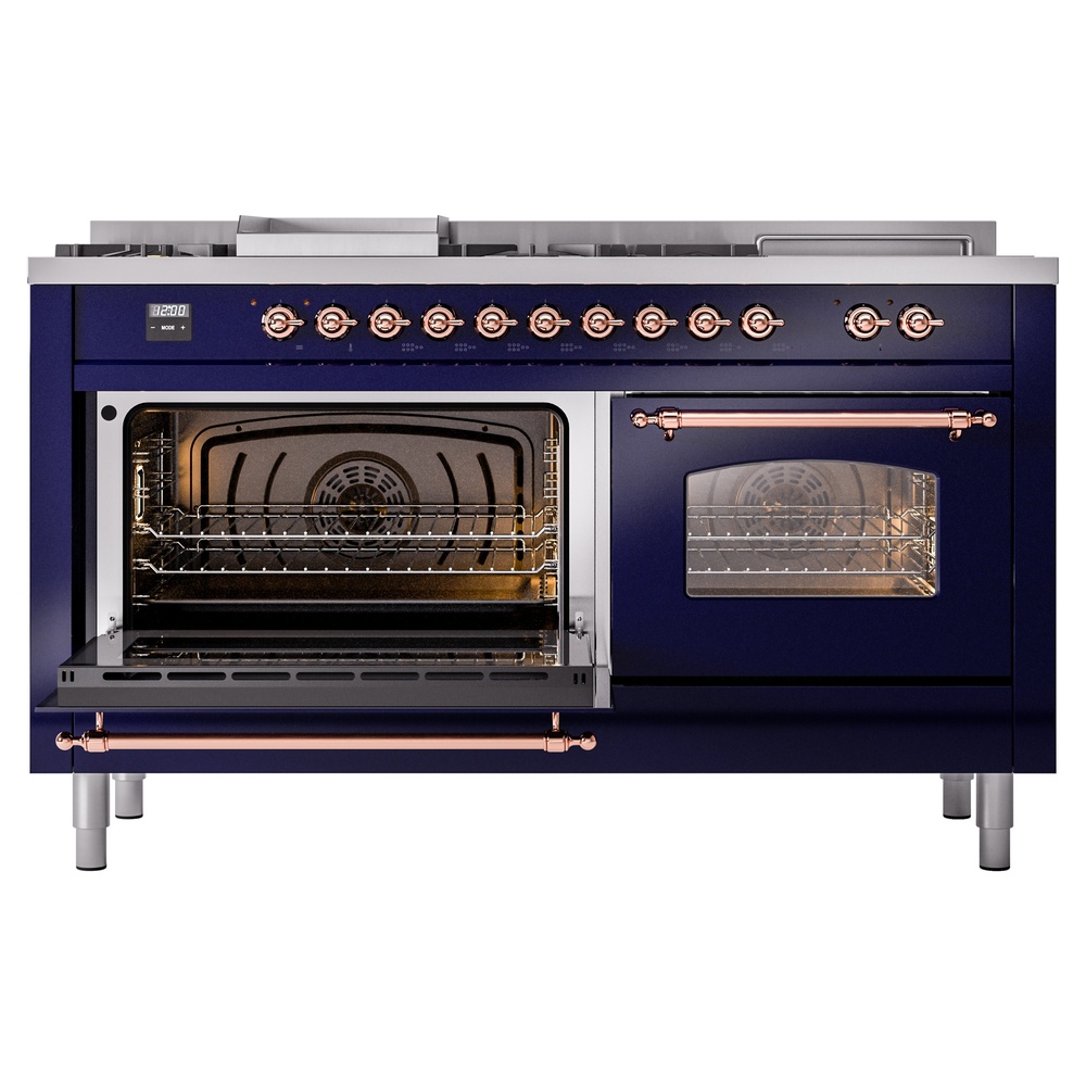 ILVE UP60FSNMPMBPLP Nostalgie II 60" Dual Fuel Range, main oven door opened