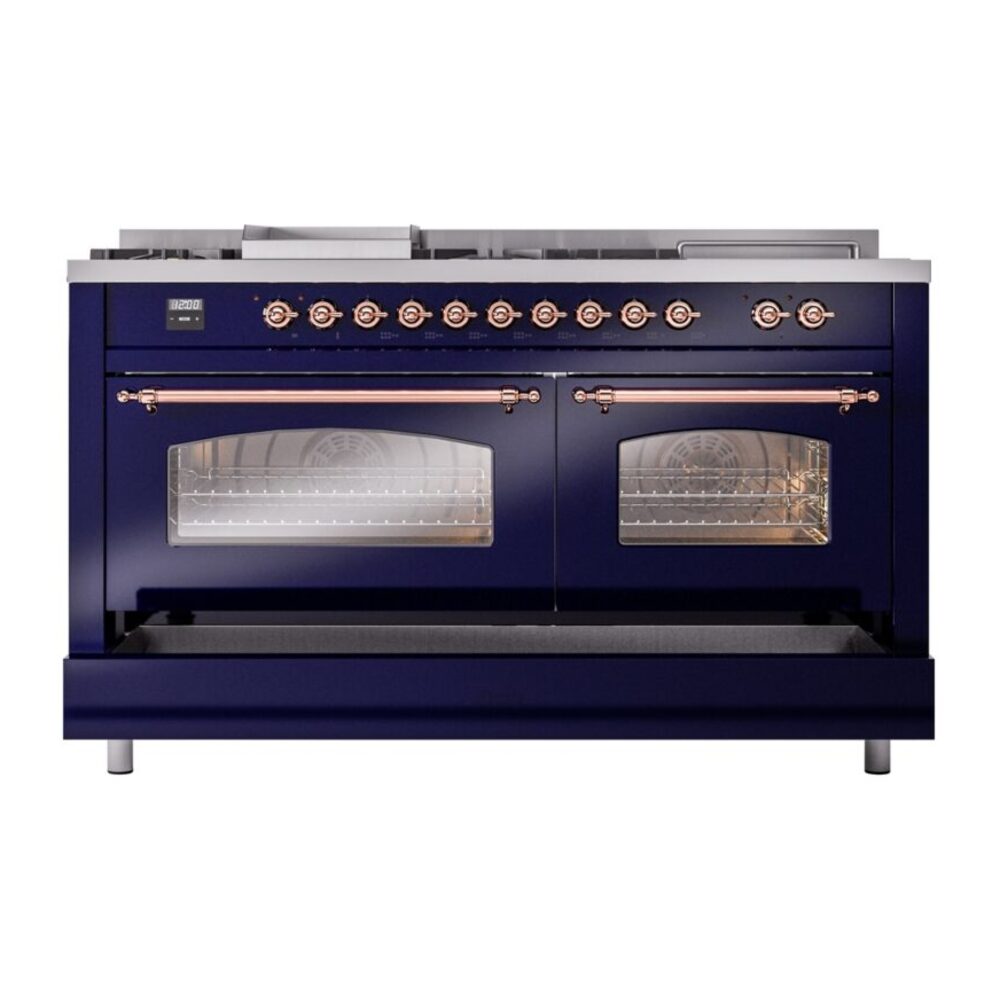 ILVE UP60FSNMPMBPLP Nostalgie II 60" Dual Fuel Range, drawer opened