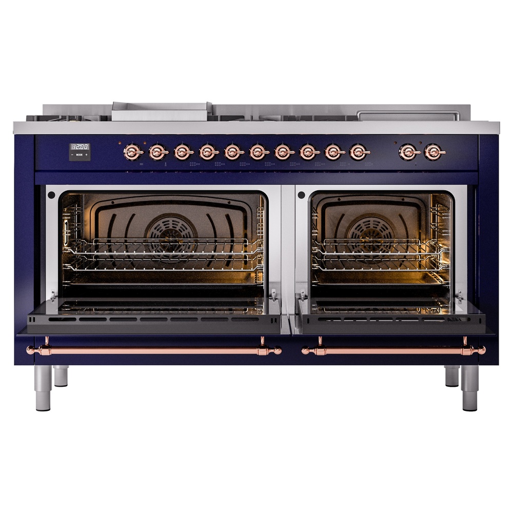 ILVE UP60FSNMPMBP Nostalgie II 60" Dual Fuel Range, oven doors opened