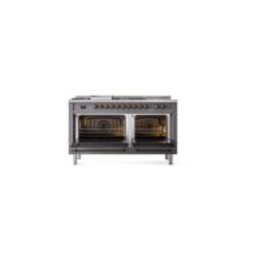 ILVE UP60FSNMPMGBLP Nostalgie II 60" Dual Fuel Range, oven doors opened